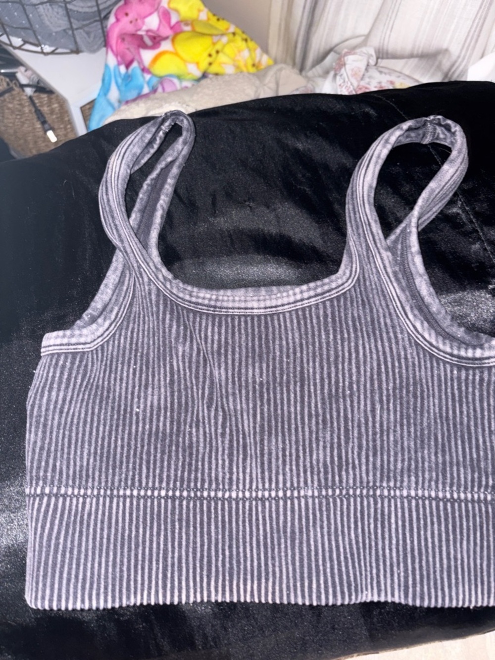Zenana Outfitters Ribbed Tank Crop Top - Charcoal Gray
